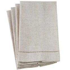 Kirklands Home Bath Towels|Natural Hemstitch Guest Towels, Set of 4 Tan