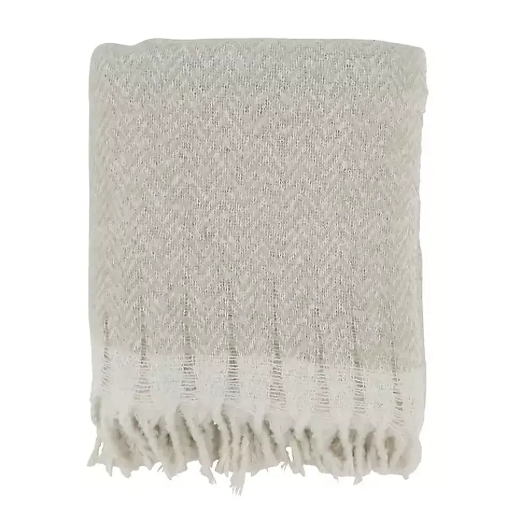 Hot Natural Herringbone Faux Mohair Throw Blankets & Throws