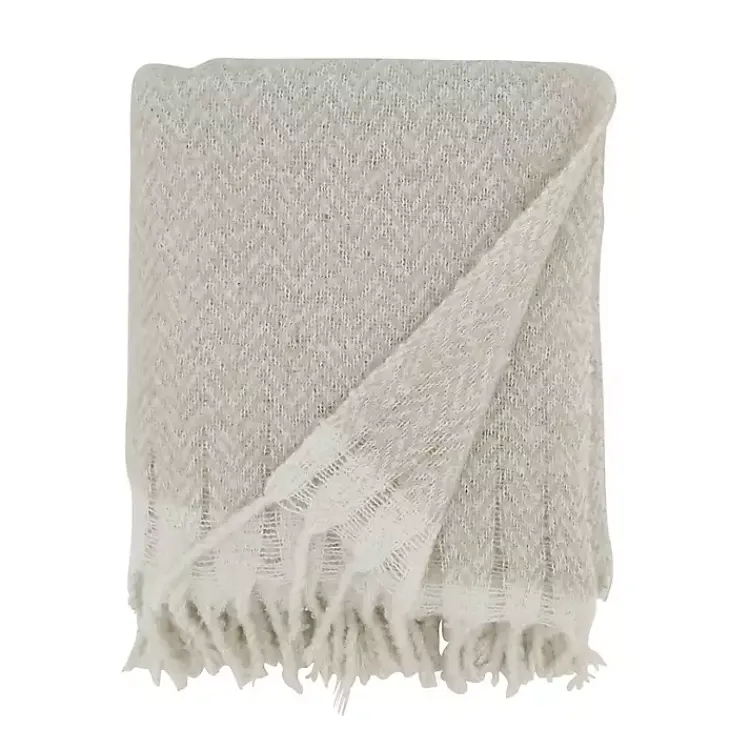 Hot Natural Herringbone Faux Mohair Throw Blankets & Throws