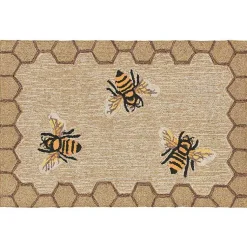 Kirklands Home Outdoor Rugs|Natural Honeycomb & Bees Outdoor Accent Rug