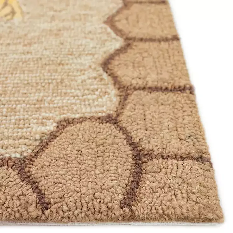 Kirklands Home Outdoor Rugs|Natural Honeycomb & Bees Outdoor Accent Rug