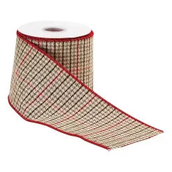 Sale Natural Houndstooth 10 yard Christmas Ribbon Christmas Decorations