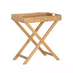Kirklands Home Accent & End Tables|Natural Hyacinth Haysom Tray Table Tan