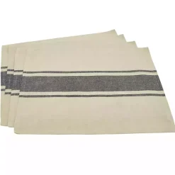 Kirklands Home Table Linens|Natural Ivory Banded Cotton Placemats, Set of 4