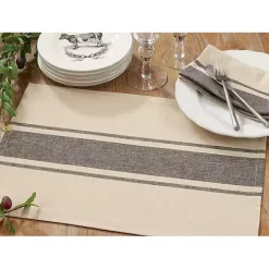 Kirklands Home Table Linens|Natural Ivory Banded Cotton Placemats, Set of 4
