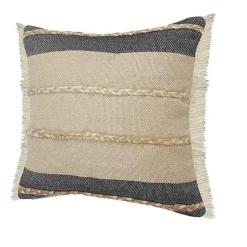 Natural Jute Braided Stripe Throw Pillow, 20 in. Pillows