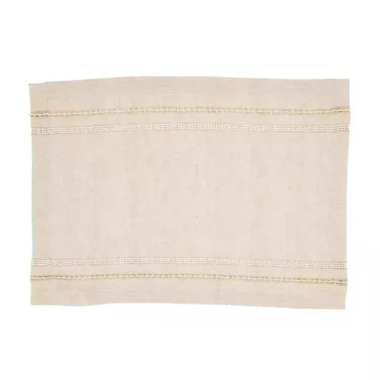 Kirklands Home Table Linens|Natural Leno Striped Placemats, Set of 4 Tan