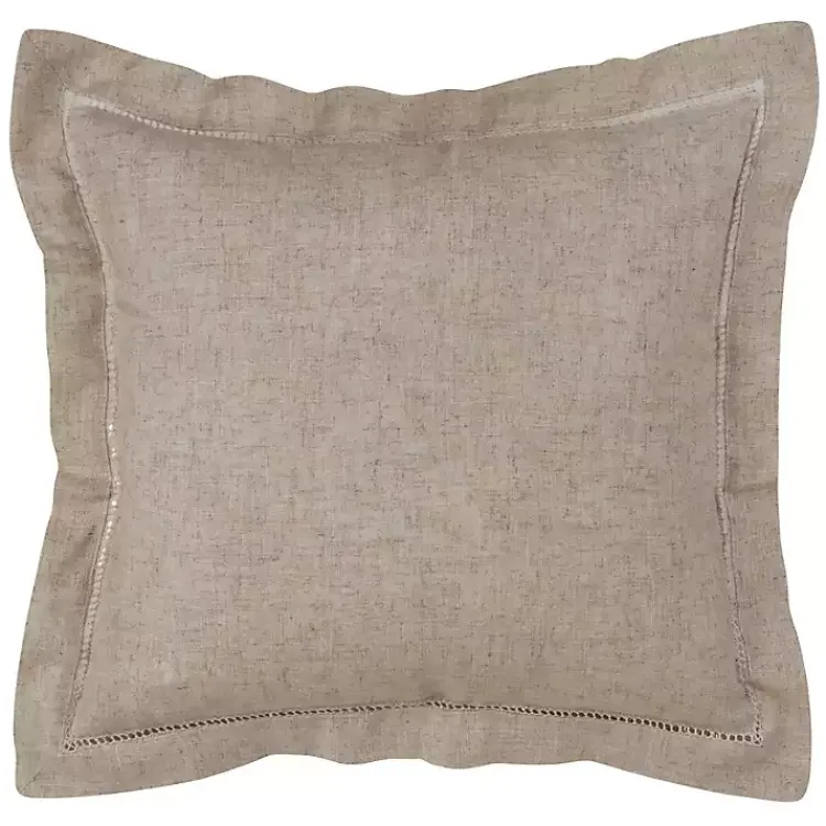 Sale Natural Linen Down Hemstitched Pillow, 18 in. Pillows