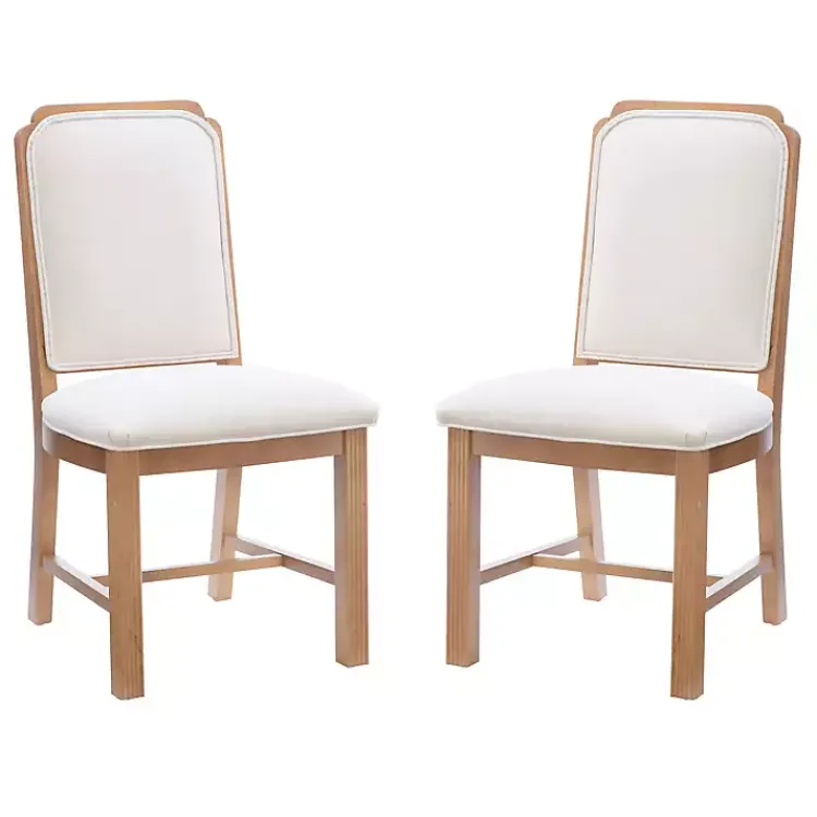 Kirklands Home Dining Chairs|Natural Linen Scalloped Dining Chairs, Set of 2 White