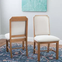 Kirklands Home Dining Chairs|Natural Linen Scalloped Dining Chairs, Set of 2 White