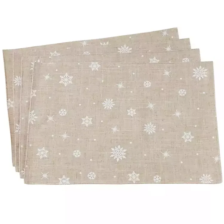 Kirklands Home Table Linens|Natural Linen Snowflake Placemats, Set of 4