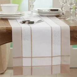 Kirklands Home Table Linens|Natural Long Banded Border Table Runner, 108 in.