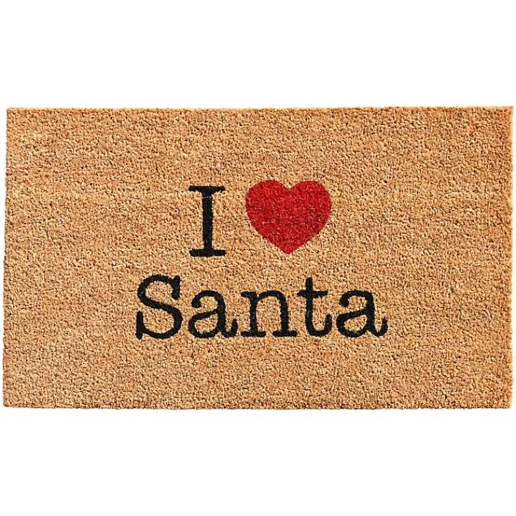 Hot Natural Love Santa Heart Coir and Vinyl Doormat Outdoor Christmas Decorations