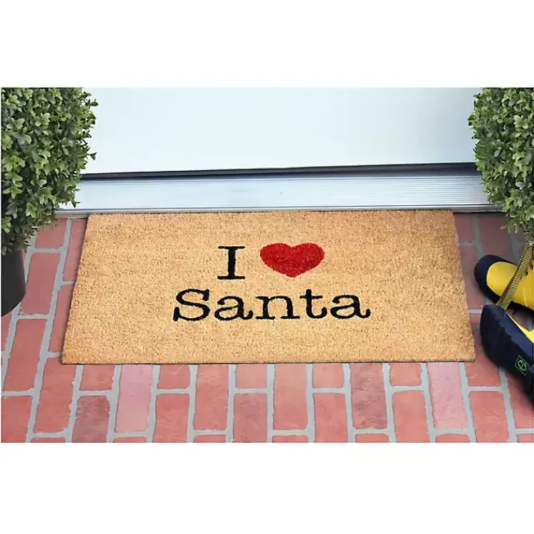 Hot Natural Love Santa Heart Coir and Vinyl Doormat Outdoor Christmas Decorations