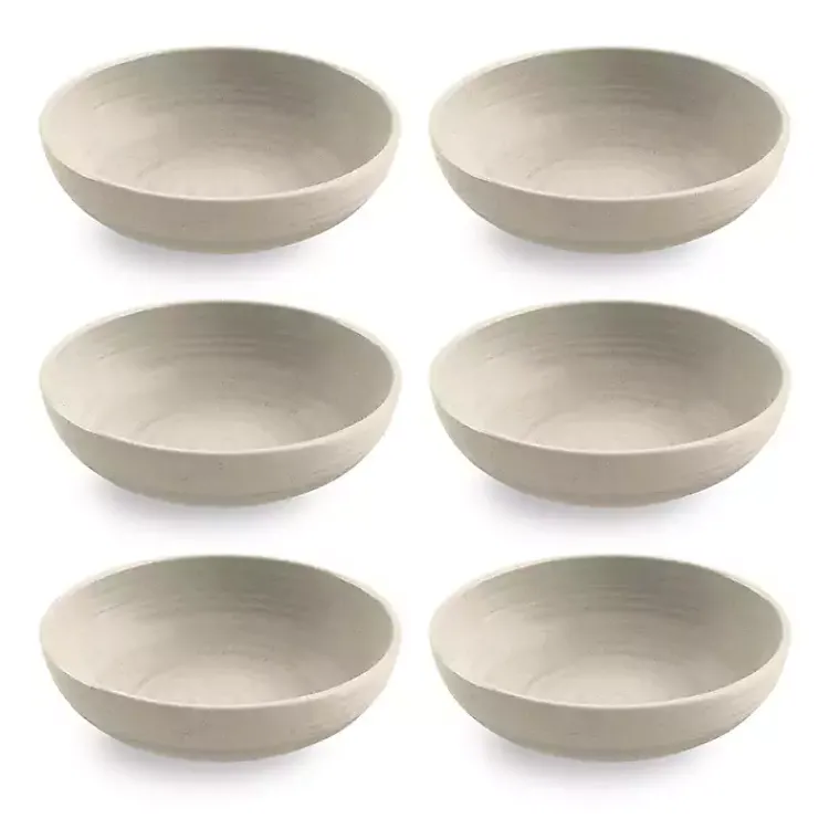 Kirklands Home Outdoor Dining|Natural Madden Melamine Low Bowls, Set of 6 Tan