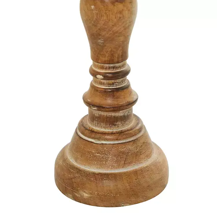 Clearance Natural Mango Wood Carved Candle Holders, Set of 3 Candle Holders