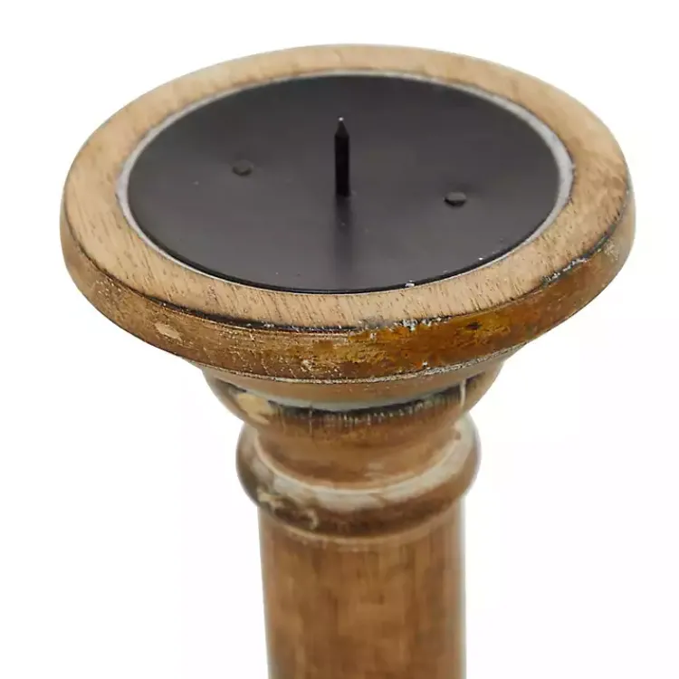 Clearance Natural Mango Wood Carved Candle Holders, Set of 3 Candle Holders