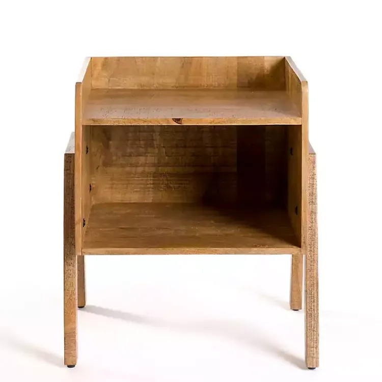 Kirklands Home Accent & End Tables|Natural Mango Wood Cubby Side Table Brown