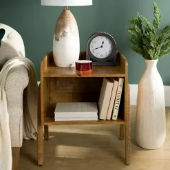 Kirklands Home Accent & End Tables|Natural Mango Wood Cubby Side Table Brown