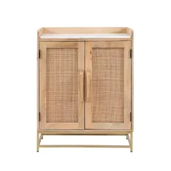 Kirklands Home Cabinets & Sideboards|Natural Marble Rattan Front Bar Cabinet