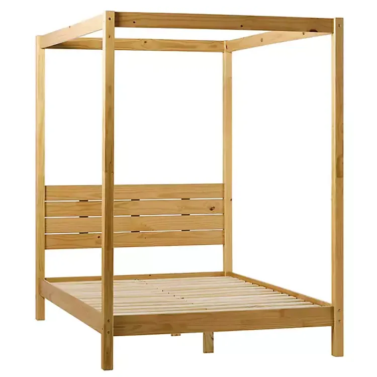 Kirklands Home Beds & Headboards|Natural Pine Canopy Full Bed Tan
