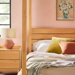 Kirklands Home Beds & Headboards|Natural Pine Canopy Full Bed Tan