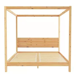 Kirklands Home Beds & Headboards|Natural Pine Canopy King Bed Tan