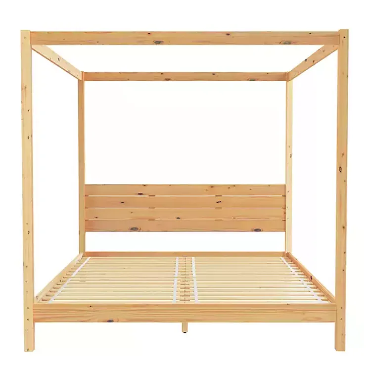 Kirklands Home Beds & Headboards|Natural Pine Canopy King Bed Tan