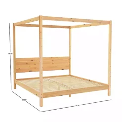 Kirklands Home Beds & Headboards|Natural Pine Canopy King Bed Tan