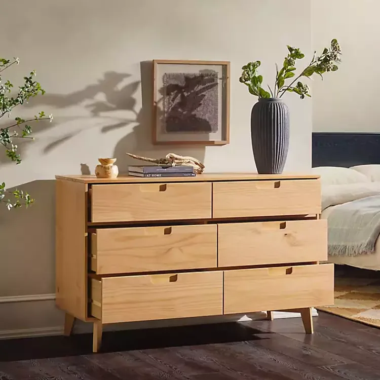 Kirklands Home Dressers & Chests|Natural Pine 6-Drawer Dresser Tan