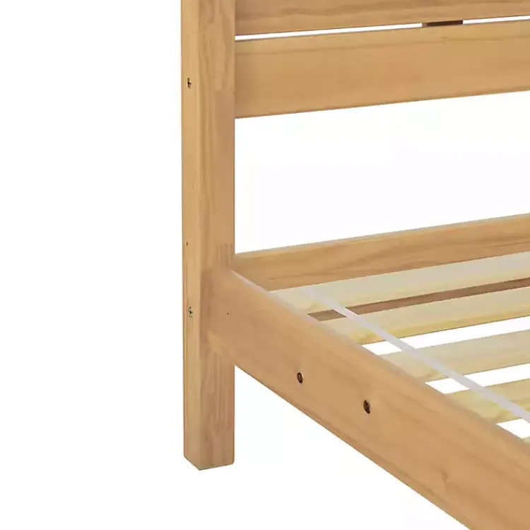 Kirklands Home Beds & Headboards|Natural Pine Wood Slatted Headboard Queen Bed Tan
