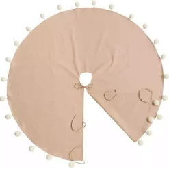 Natural Pom Pom Trim Tree Skirt Christmas Tree Skirts & Collars