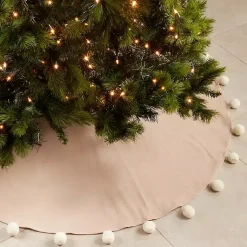 Natural Pom Pom Trim Tree Skirt Christmas Tree Skirts & Collars
