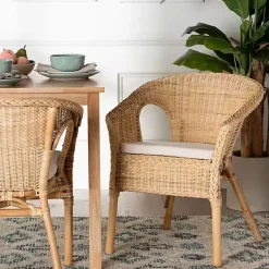 Kirklands Home Dining Chairs|Natural Rat Abbey Dining Chair Tan