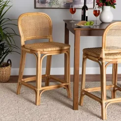Kirklands Home Bar Stools & Counter Height Stools|Natural Rat Adrena Counter Stool Tan
