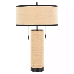 Kirklands Home Table Lamps|Natural Rattan and Black Metal Table Lamp