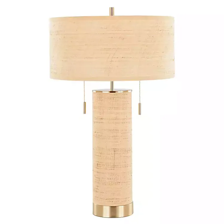 Kirklands Home Table Lamps|Natural Rattan and Gold Metal Table Lamp