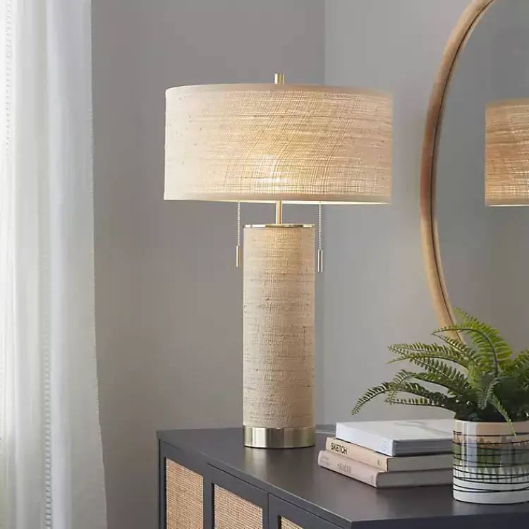 Kirklands Home Table Lamps|Natural Rattan and Gold Metal Table Lamp