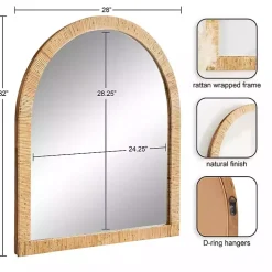 Kirklands Home Decorative Mirrors|Natural Rattan Arch Wall Mirror