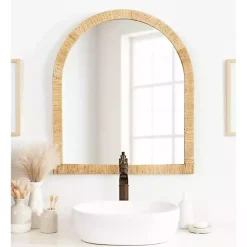Kirklands Home Decorative Mirrors|Natural Rattan Arch Wall Mirror