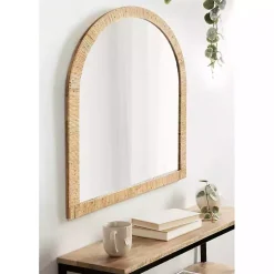 Kirklands Home Decorative Mirrors|Natural Rattan Arch Wall Mirror
