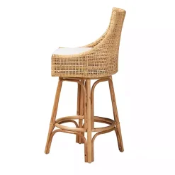 Kirklands Home Bar Stools & Counter Height Stools|Natural Rattan Bella Swivel Bar Stool White