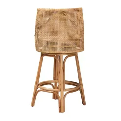 Kirklands Home Bar Stools & Counter Height Stools|Natural Rattan Bella Swivel Bar Stool White