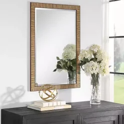 Kirklands Home Decorative Mirrors|Natural Rattan Beveled Wall Mirror