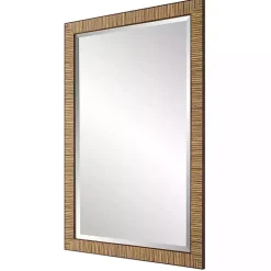 Kirklands Home Decorative Mirrors|Natural Rattan Beveled Wall Mirror