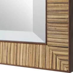 Kirklands Home Decorative Mirrors|Natural Rattan Beveled Wall Mirror
