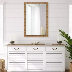 Kirklands Home Decorative Mirrors|Natural Rattan Beveled Wall Mirror