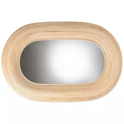 Kirklands Home Decorative Mirrors|Natural Rattan Boho Oval Wall Mirror