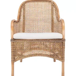 Kirklands Home Accent Chairs|Natural Rattan Charlie Accent Chair White