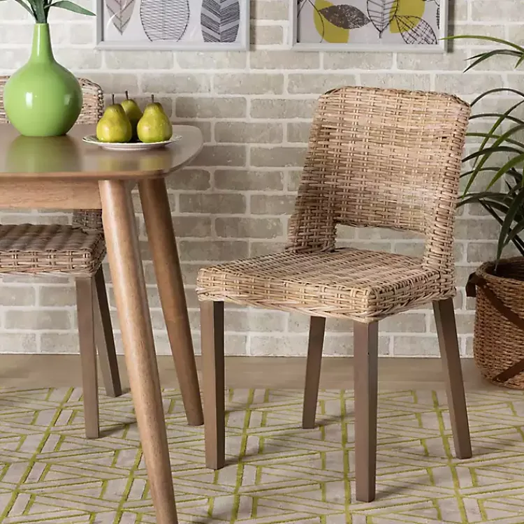 Kirklands Home Dining Chairs|Natural Rattan Cutout Back Dining Chair Brown